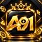 A91 Game premium golden logo with a stylish black background, luxury gaming design, and high-quality 3D gold effects